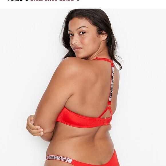 Victorias Secret Swim Shine Strap Full Coverage Push Up Bikini top Red 36C - Picture 7 of 14